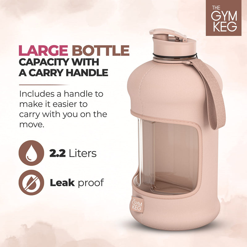 THE GYM KEG Gym Water Bottle 74oz, Half Gallon