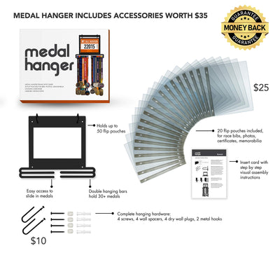 Race Medal Display Running Medal Hanger Display Marathon Medal Display Case Holds 40
